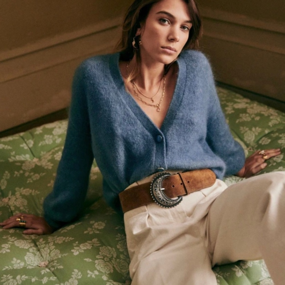 Sézane Mia Cardigan, Vintage Blue, NWOT